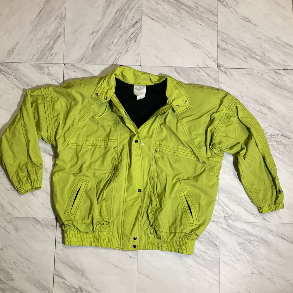 Vintage 80s Adidas lime green windbreaker